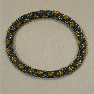 Beaded Bracelet in Blue, Gold, and Brown